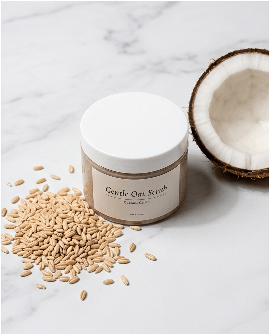 Gommage doux pour le visage à l'avoine et à la crème de coco