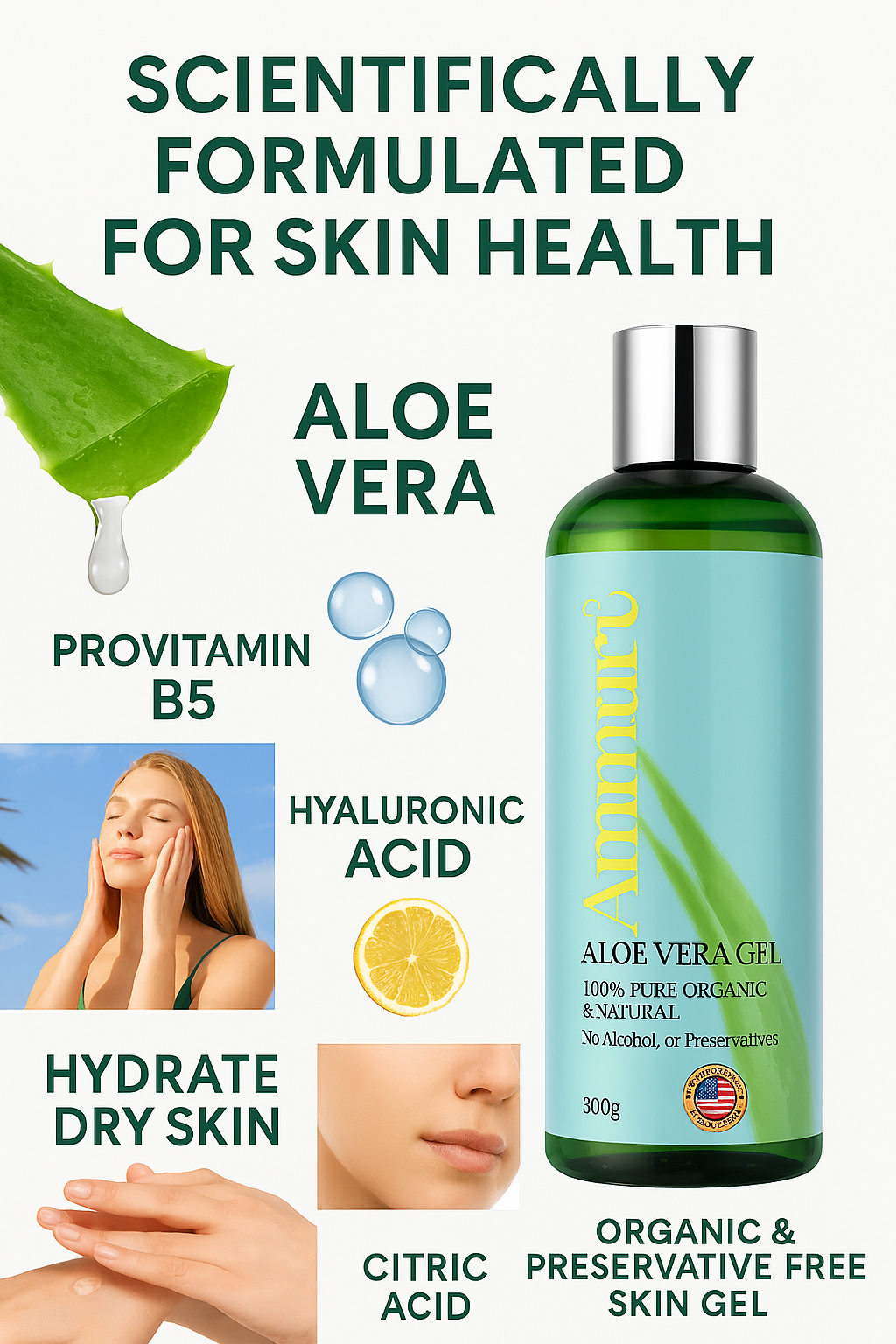 Organic Aloe Vera Gel 5 Pack for Hydration