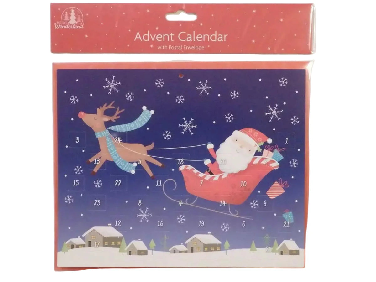 Traditional Christmas XMAS Advent Calendar Santa sleigh