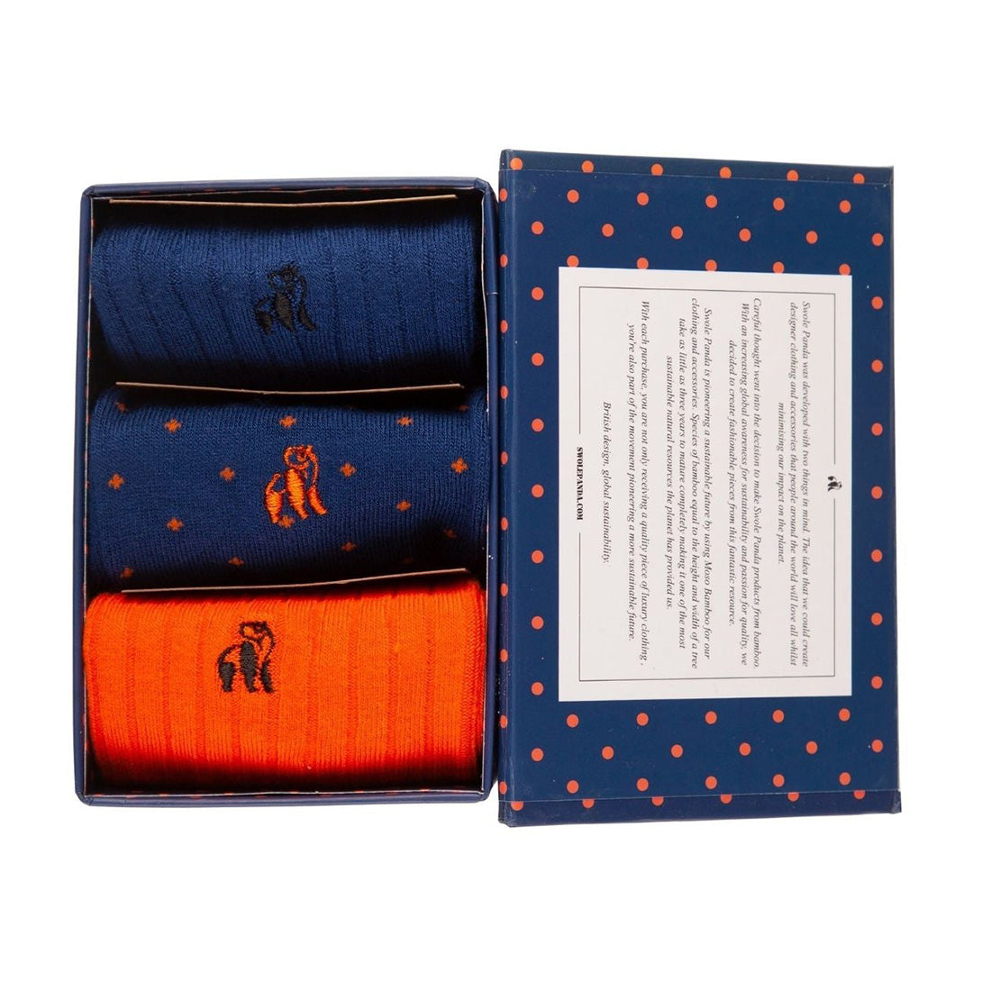 Coffret Chaussettes Orange et Bleu - 3 Paires de Chaussettes en Bambou (Homme)