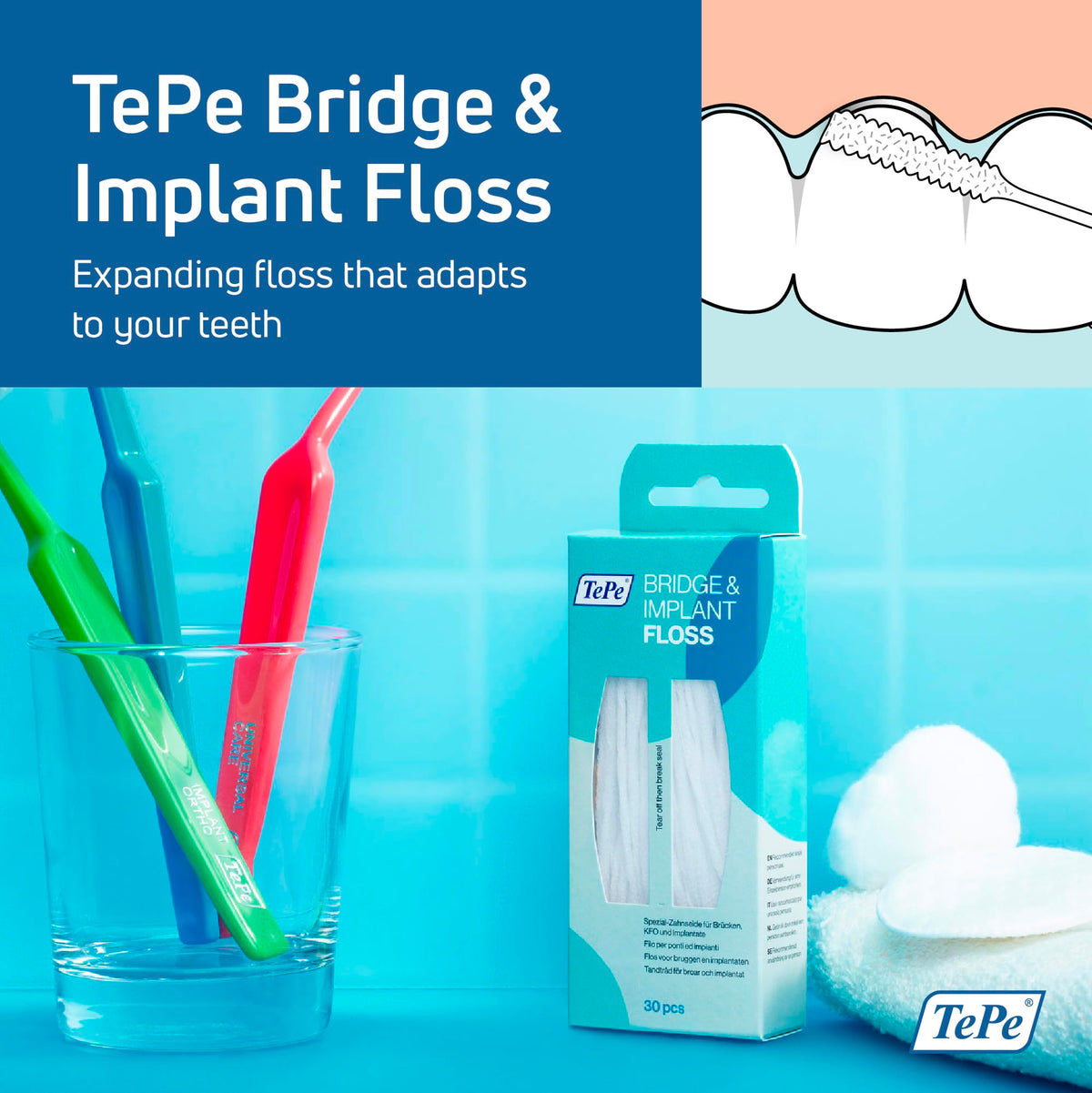 TePe Implant & Bridge Floss 30pc x2